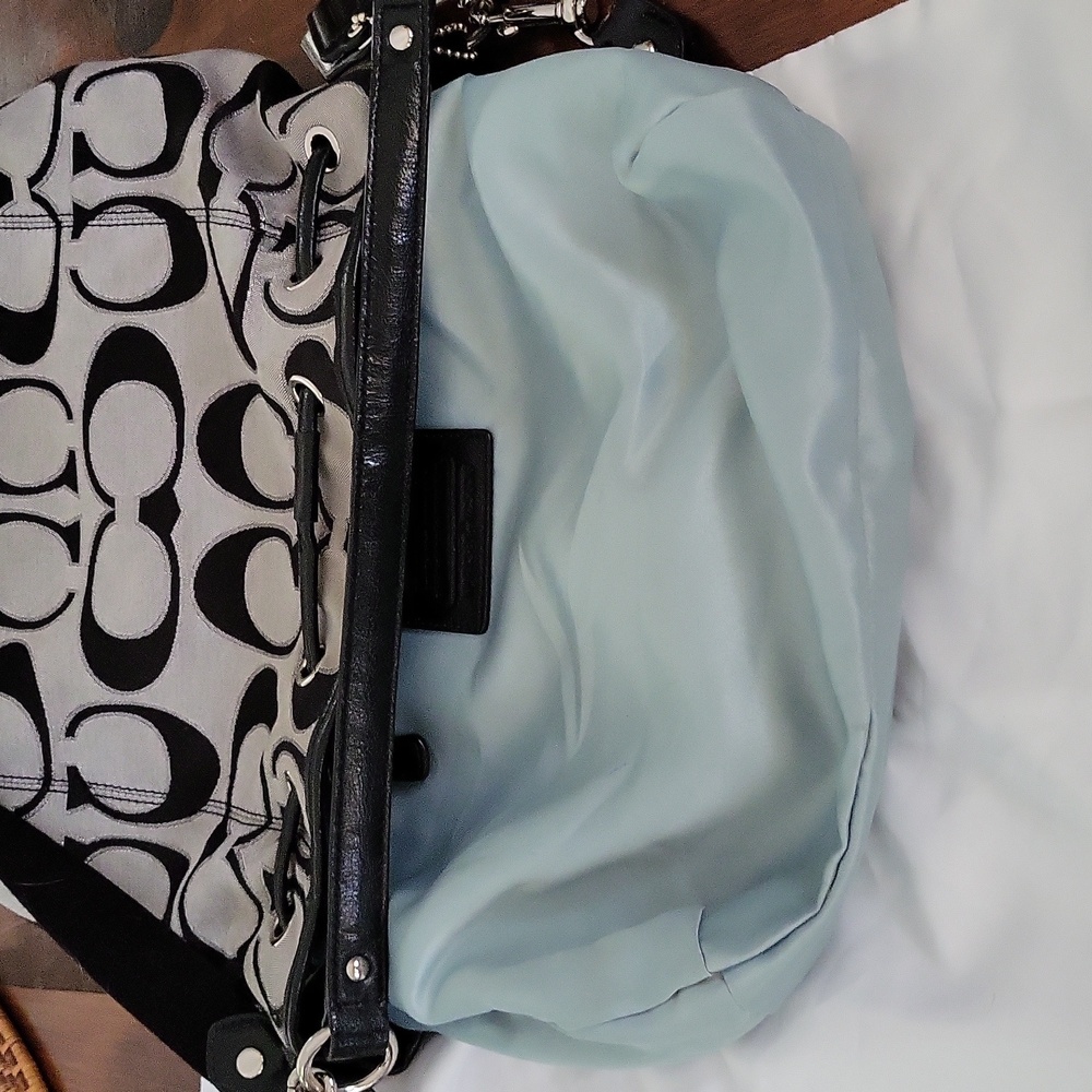 Coach Signature Poppy Drawstring Crossbody Bucket Bag - Black - Picture 12 of 12